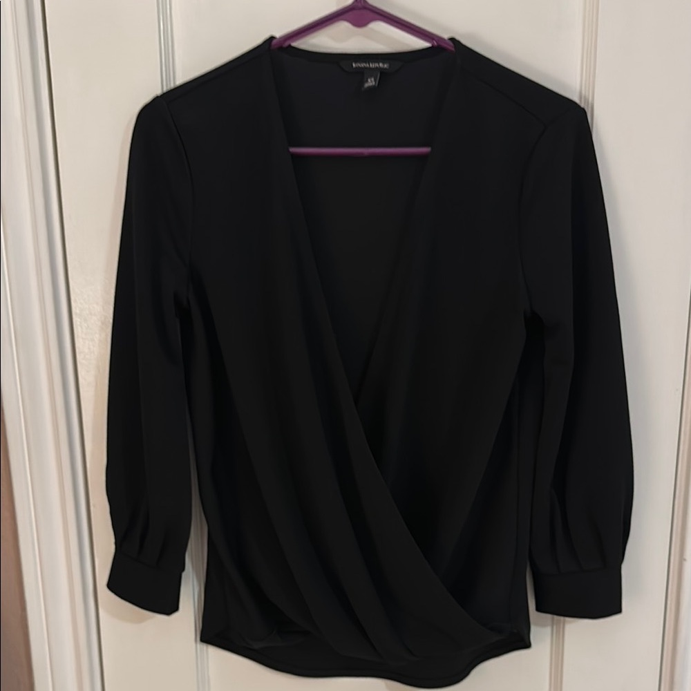 Banana Republic Black Wrap 3/4 Sleeve Blouse